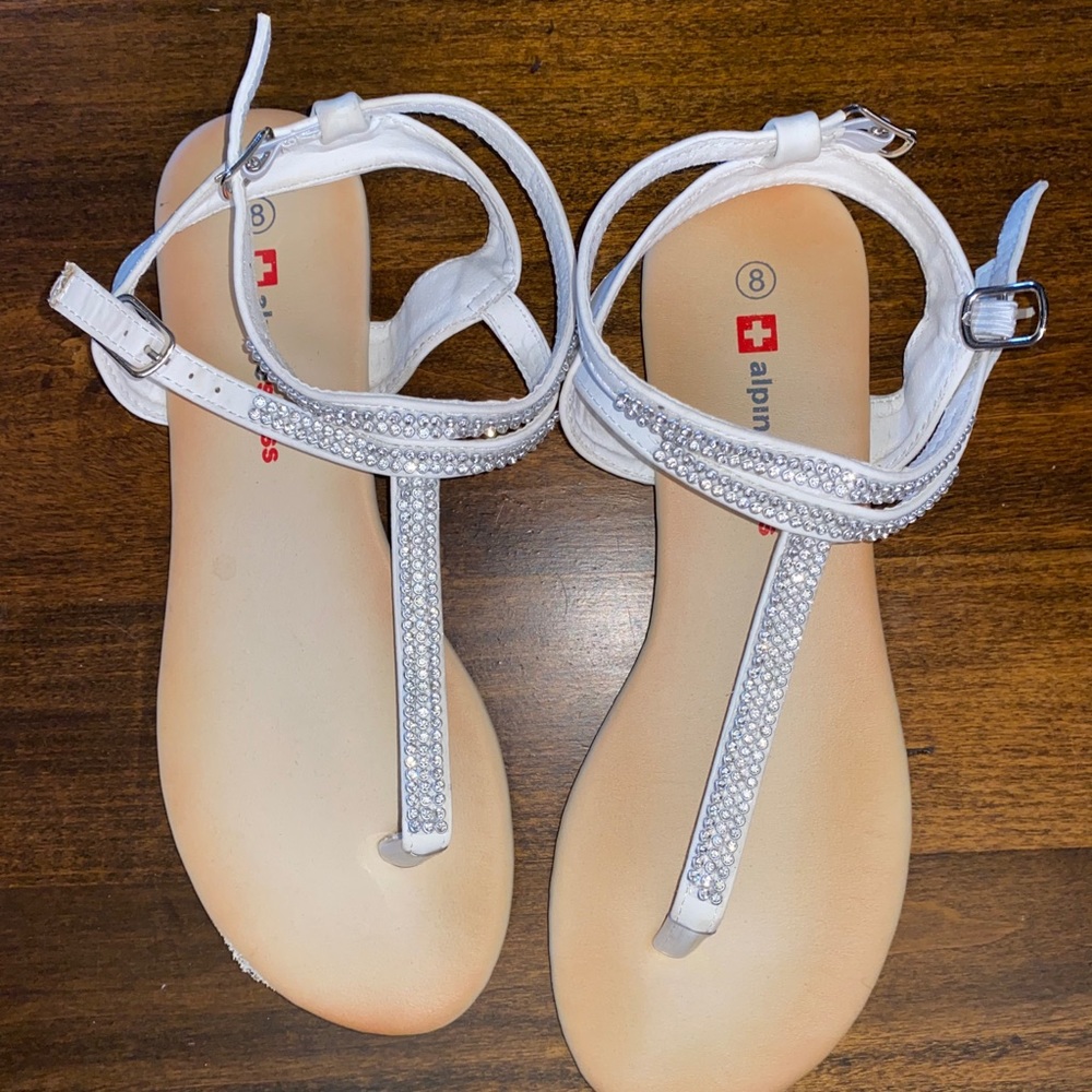 white diamond buckle up shoes